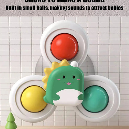 3pcs of Set 0-3 years old Baby Bathroom Spinning Toys,Can be sucked on the Table, Bathroom Wall, glass,Car Windows Soothing Toys