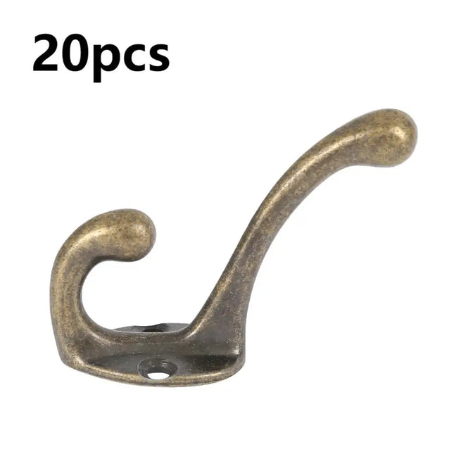 10/20Pcs Coat Hooks Wall Mounted Heavy Duty Dual Coat Rack Bronze Vintage Clothes Hanger With Screw for Door Coat Hooks Bathroom