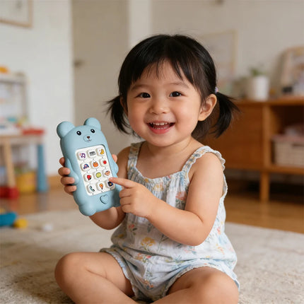 Cute Bear Baby Phone Toy Music Sound Telephone Sleeping Toys Simulation Phone with Lights Kids Early Educational Toy Kids Gifts