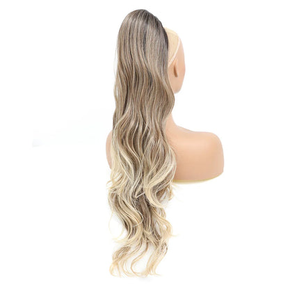 28 Inch Wavy Ponytail Extension 180g/pcs Synthetic Hair Ponytail Ombre Blonde Body Wave Ponytail Clip In Hair Ponytail For Women