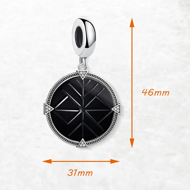 Black Round Stone Pendant Dangle Charm 925 Sterling Silver Fine Jewelry Vintage Gift For Women Men