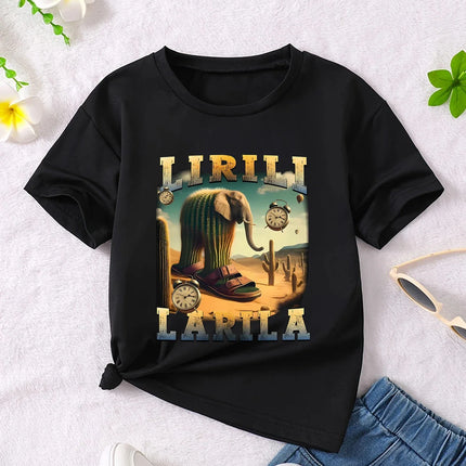 Y2k Boys Girls Italian Brainrot Animals Kids T-shirt Tung Tung Tung Sahur Short Sleeve Tops Funny Meme Cute Tee Summer Clothing