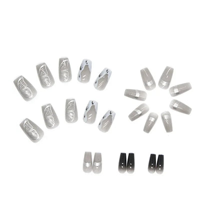 Cool Ash 24 Pcs Press on Nails Pink Nail polish Glossy Artificial Finger Manicure Reusable False Nails for Women