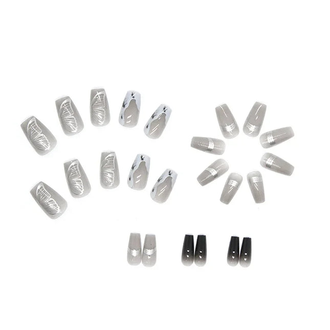 Cool Ash 24 Pcs Press on Nails Pink Nail polish Glossy Artificial Finger Manicure Reusable False Nails for Women