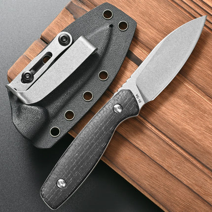 FF118 Fixed Blade Knife VG10 Stonewashed Steel Blade Micarta Handle straight Blade Knife with Kydex Sheath for Outdoor Camping
