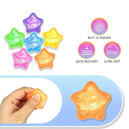 Glitter Star Maltose Squishy Toys Slow Rebound Funny Stretch Mini Stress Ball Squeeze Toys Stress Relief Decompression Toys
