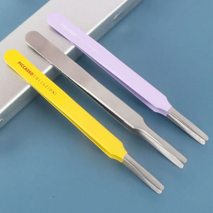 Pince à sourcils multifonctionnelle à bout rond, applicateur de faux cils droits en acier inoxydable, aides à l'extension des cils