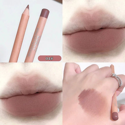 1Pc Wood Matte Lip Liner No Color Outline Lip Lipstick Pen Long-Lasting Easy To Sharpener Perfect Lip Contour Lipstick Pencil