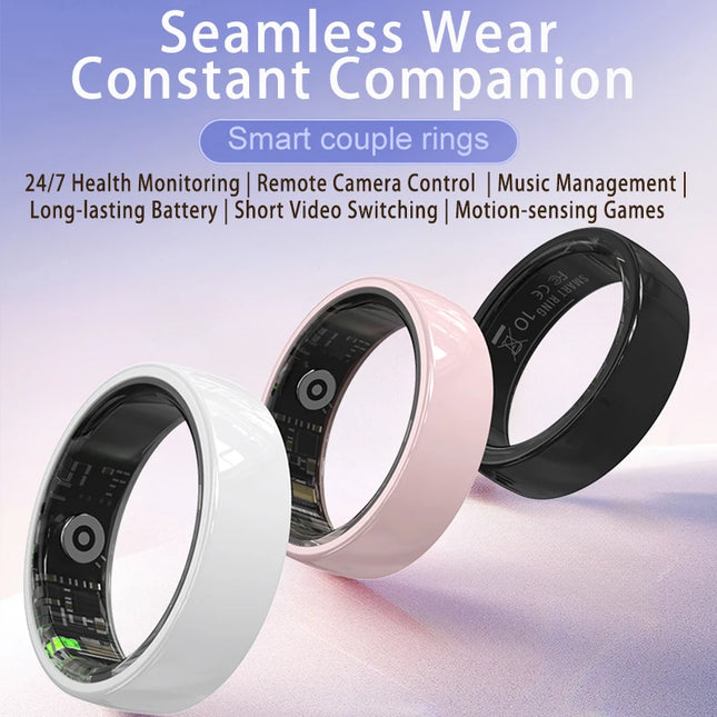 R12 Smart Ring with Charging Case Ceramic Ring Waterproof Women's Health Ring Heart Rate Sleep Monitor Gesture Control SmartRing