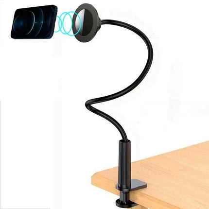 100CM Flexible Gooseneck Phone Holder, Foldable Hands-Free Clamp Stand for Bed, Desk, and Streaming, 360° Rotating Mobile Mount