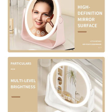 LED Makeup Mirror, Portable Flip Lighted Vanity Mirror with Touch Dimming, 3X Magnifier and Rechargeable Design for Desk