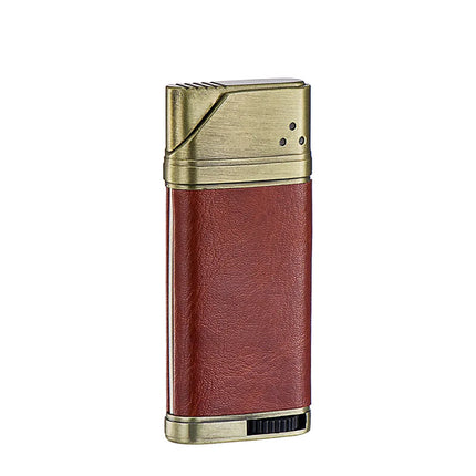 Refillable Butane Gas Lighter with Leather Cover Metal Windproof Turbo Torch Lighters Outdoor Portable Cigar Lighter Men's Gifts