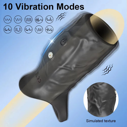 Vibrating Penis Sleeve Cock Ring G Spot Stimulate Sex Toys for Men 10 Vibration Modes Erection Trainer Delay Ejaculation Sex Toy