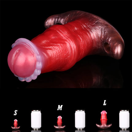 YOCY Red Horse Dildo S,M,L Size Mouth Gag 10 Modes Bullet Vibrator Adjustable Leather Sex Toy For Couple Game Bondage