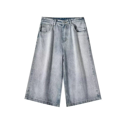 Wide-leg Seven-point Denim Shorts Men's 2025 Summer New High-end Fashion Brand Straight Casual Pants Man Jeans Y2k Clothes Baggy