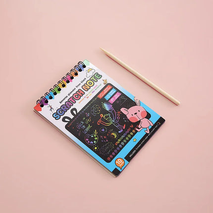 Cartoon Dazzling Colorful Scratching Paper Set Primary School Students Children Kids Drawing Toys Graffiti Scratch Painting Book