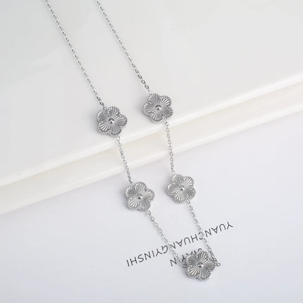 Hot Sale Stainless Steel Laser Five Leaf Flower Petal Adjustable Clover Bracelet Classic for Woman Girl Brand Jewelry Party Gift
