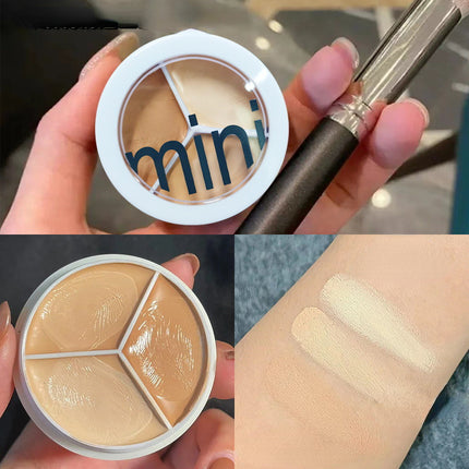 3 Colors Concealer Cream Full Coverage Acne Spot Dark Circles Contour Concealer Palette with Brush Moisturizing Cosmetics Makeup