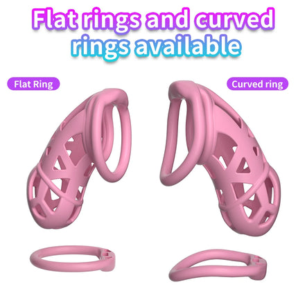 Male Chastity Cage Device Lock Belt Set Flat And Curved Rings ABS Material Removable Metal Lock Training Urethral Opening