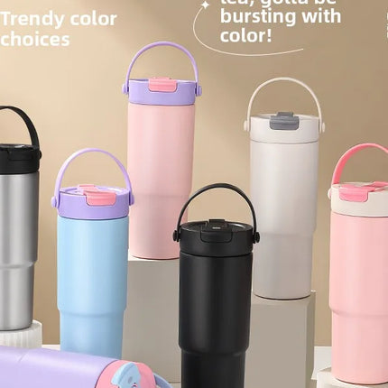 Large Capaci Cerc Inner Lid Insulated Mug Portable Car Coffee Cup Sports Water Bottle Fem High Aesthetic Value