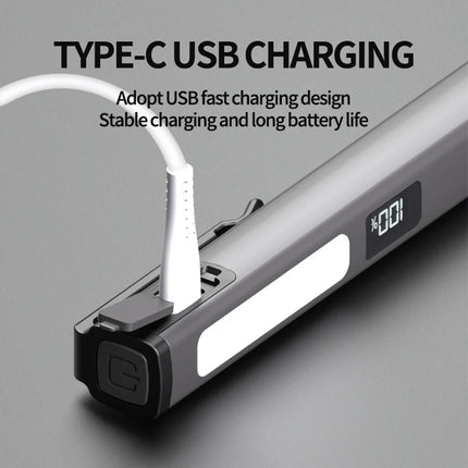 Multifunctional Work Light Cob Flashlight USB C Rechargeable, Aluminum Alloy Magnetic Pen Clip Headlamp Hand Free