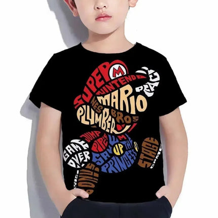 2026 New Anime Super Mario T Shirt Summer Fashion Casual T-shirt Boy Girl Unisex Children's Clothing T Shirt Ventilate Tops