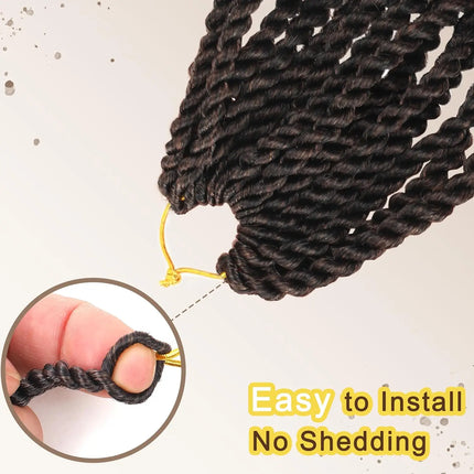 1/3/8 Packs 15-120 Strands Senegalese Twist Crochet Hair Kinky Twist Crochet Braiding Hair with Curly Ends Rope Twist Synthetic