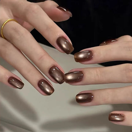 1pcs TC Coffee Brown Cat Eye Gel Nail Polish Whitening Caramel Maillard Brown Glass Bead Nail Art Holiday DIY Nail Polish Design
