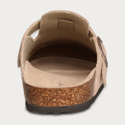 Litfun Suede Cork Clogs For Women Men Genuine Summer Clogs with Arch Support Cork Leather House Mules Shoes Thick Beach Sandals
