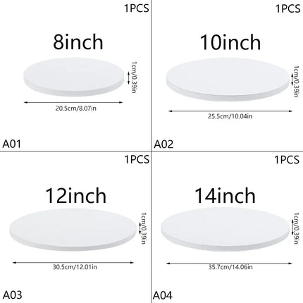 8/10/12/14inch Silvery Coated Round Cake Board Diameter Available Circle Cardboard Base Dessert Tray Mousse Cake Decor Supplies