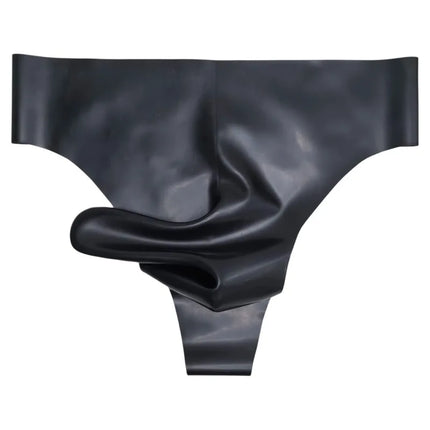 Latex Fetish Underwear Sexy Men Bullet Separation Thong G-Sring Transparent Black Natural Latex Wet Look Lingerie Underpants