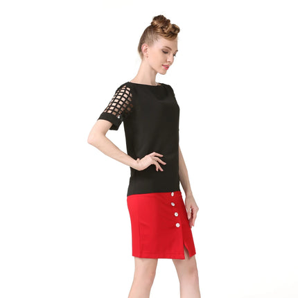 Summer Fashion Women Blouses & Shirts Hollow Out Sleeve Slash Neck Chiffon Blouse Plus Size 5XL