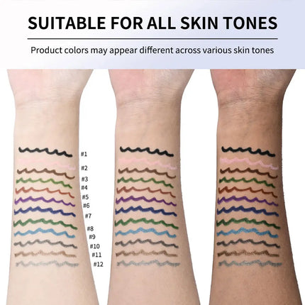 Lakerain Longwear Eyeliner 24h Long-lasting Wear Waterproof Smudge-proof Smooth Precise Application Smokey Eyeliner 12 Color