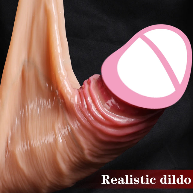 Realistic Dildos for Women Masturbation Adult sex toys Vaginal anal G-spot stimulation Skin Sliding Foreskin Testicles Dildo 18+