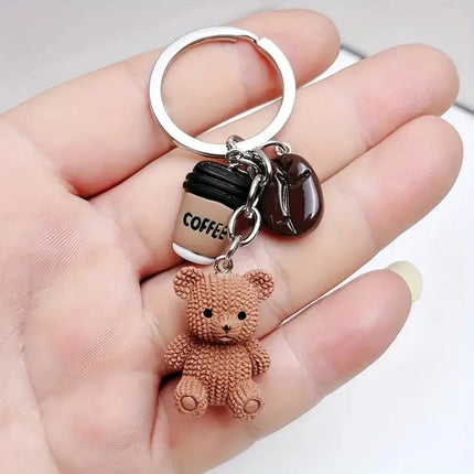 Cute Three Dimensional Little Bear Pendant Keychain Personality Bag Charm Cartoon Animals Backpack Hanging Piece Accessorie A491