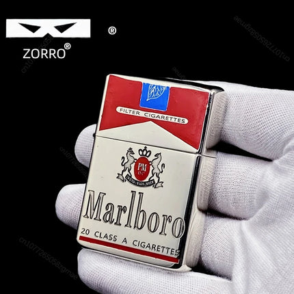 Zorro II White Copper Armor Kerosine Lighter Retro Windproof Grinding Wheel Lighter Men's Collection Gift smoking accessories