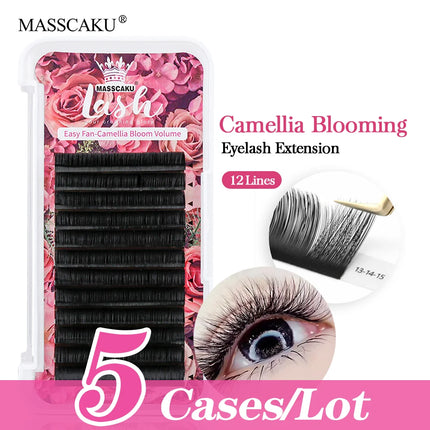 5Cases/Lot MASSCAKU Easy Fan Bloom Eyelash Extension Austomatic Flowering Fast Fan Self-Making Fans Volume Lashes Supplies