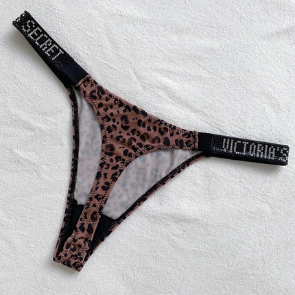 2025 New Satin Letter Rhinestone G-String Women Underwear Sexy Lace Lingerie Low Waist Seamless Panties Panties