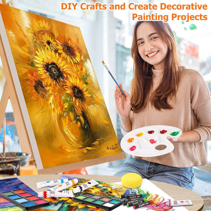 192-Piece Deluxe Art Set with 3 Pads, Acrylic Paint, Crayons, Pencils, and Wooden Case