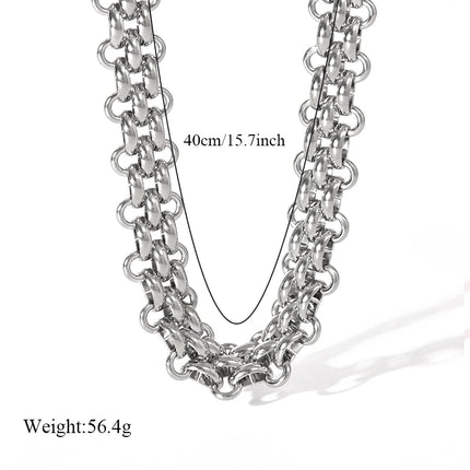 EILIECK 316L Stainless Steel Silver Color Cuban Chain Statement Necklace Bracelet Set Charm Fashion Women Waterproof Jewelry Set
