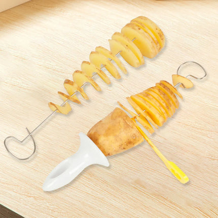 Spiral Potato Cutter with 4 Stainless Steel Sticks Manual Twisted Potato Slicer Reusable Potato Twister Kitchen Gadgets