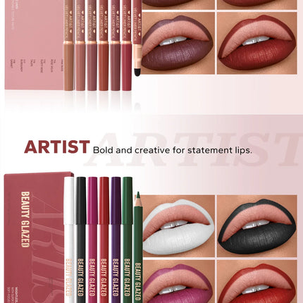 1pc Beauty Glazed Artist Velvet Lipliner Pencil With Sponge brush,Weightless Precise Liner with Super Soft Blendable Texture