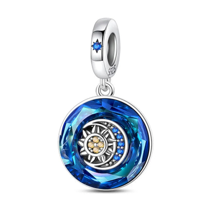 100% 925 Sterling Silver Blue Crystal Life Tree Angel Star Moon Pendants Charms Fit Qikaola 925 Original Bracelets DIY Jewelry