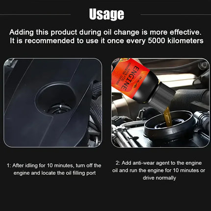 Nano Red Smoke Engine Anti-Wear Protector & Noise/Vibration Reducer - Heavy-Duty Cylinder Repair Oil Additive