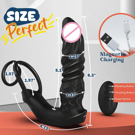 App Remote Controlled Thrusting Anal Dildo Vibrator Prostate Massager with Penis Ring Vibrating Cock Ring Adult Sex Toys for Man
