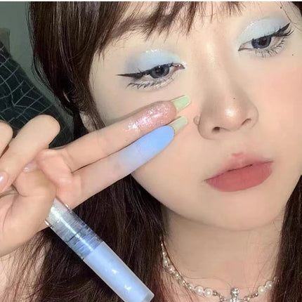 2 In 1 Double-head Glitter Liquid Eyeshadow Brightening Lightweight Waterproof Matte Blue-green Summer Lying Silkworm Eye Makeup