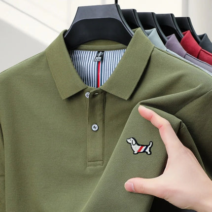 100% pure cotton summer 2025 men's new Polo T-shirt classic version comfortable breathable short sleeve premium embroidered top