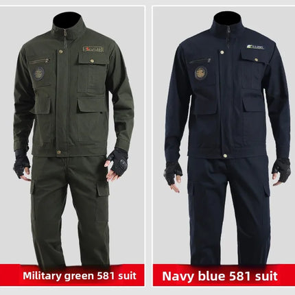 Thickened Work Uniform Set for Men Spring Autumn Auto Repair Welding Heat Resistant Wearable Labor Protection Clothing for Co...