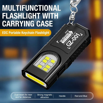 Rechargeable Mini Keychain EDC Flashlight Super Bright Magnetic Torch Light with Pen & Hat Clip for Outdoor & Fishing