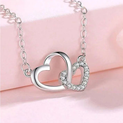 Heart Pendant Necklace Rhinestone / Collier Pendentif Cœur Strass